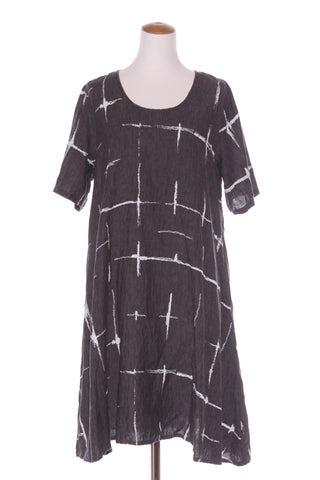 THANNY - Stroke print linen dress + pockets! 14