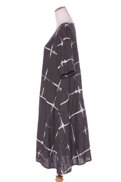 THANNY - Stroke print linen dress + pockets! 14