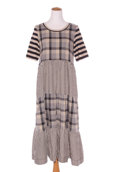 OBI "Monochrome tier" check stripe dress! 12