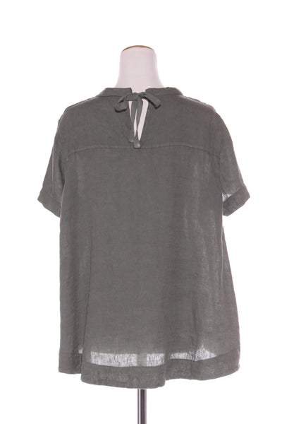 MONTAIGNE (ITA) Tie neck linen top - Clay green! 12-16