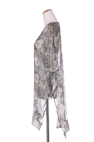 NICOLA WAITE (AU) Silk chiffon green printed kimono tunic! 16-20