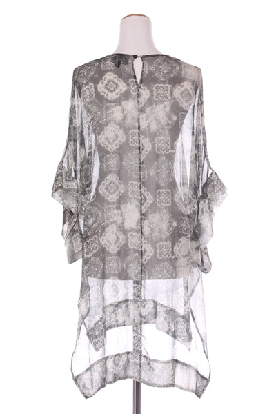 NICOLA WAITE (AU) Silk chiffon green printed kimono tunic! 16-20