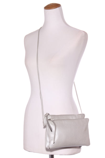 BRIARWOOD - Floral lined silver leather crossbody bag!
