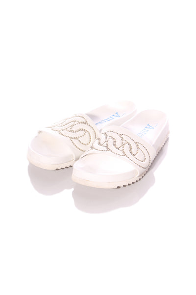 ANTENORA (ITA) Studded white leather slides! 7