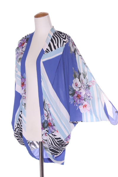AUGUSTINE - Cobalt + zebra print kimono - Short! 8-16