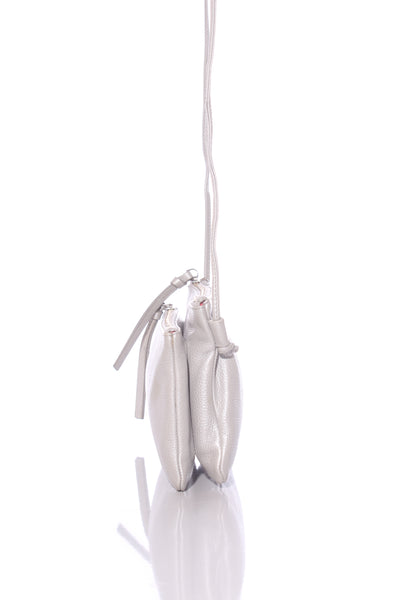 BRIARWOOD - Floral lined silver leather crossbody bag!