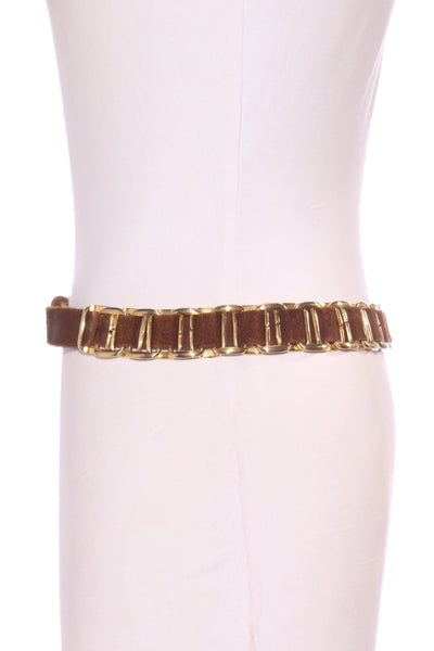 HELEN CHERRY - Gold chain link + leather belt! 12-14