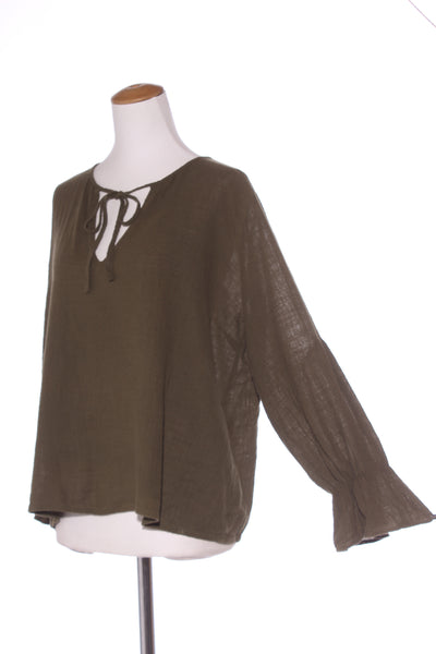 BLAK LUXE - Textured cotton olive green top! 1