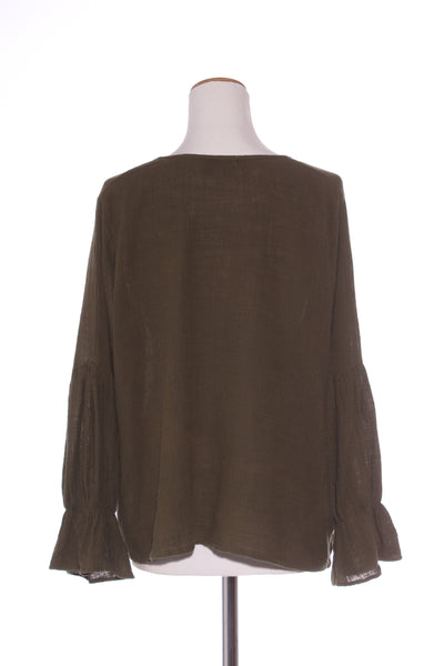 BLAK LUXE - Textured cotton olive green top! 1