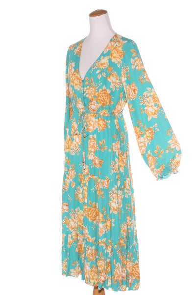 FRIA - Aqua floral tiered midi dress! 16