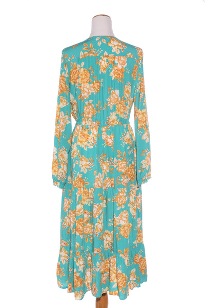 FRIA - Aqua floral tiered midi dress! 16