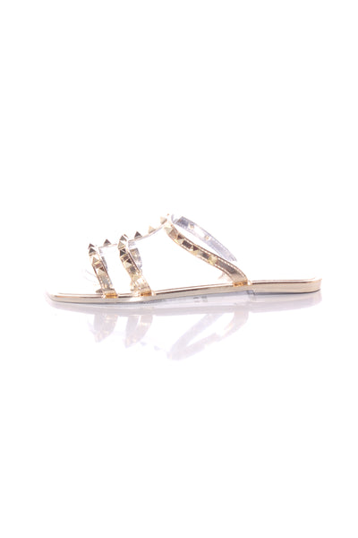 DECJUBA (LN) Gold Square studded Jelly Slides! 41