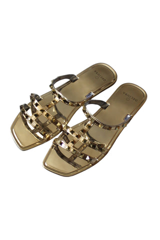DECJUBA (LN) Gold Square studded Jelly Slides! 41