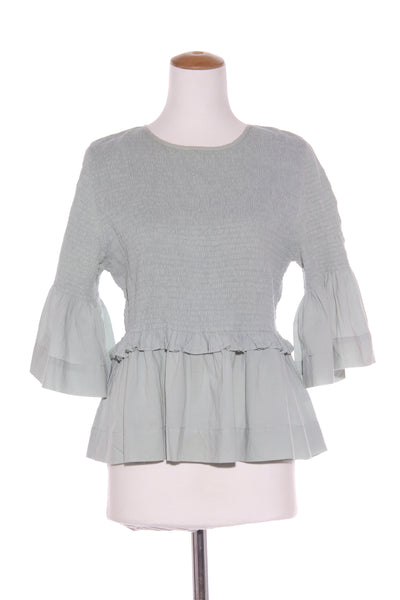 BLAK LUXE - Shirred cotton peplum top - Sage! 16