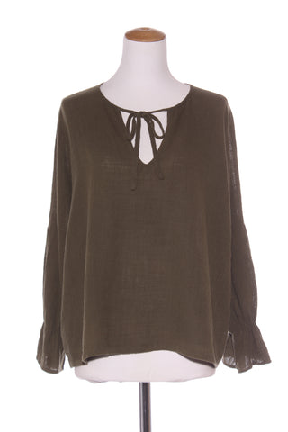 BLAK LUXE - Textured cotton olive green top! 1