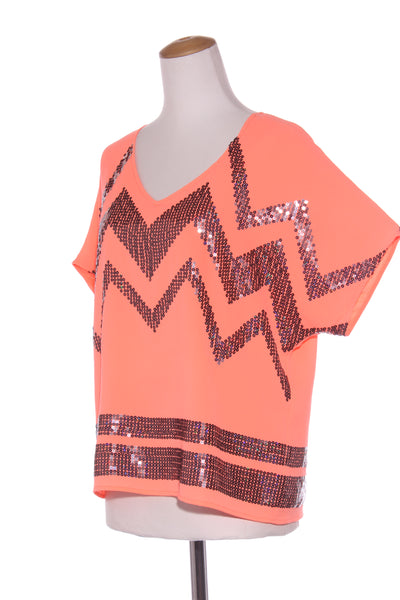 ZAFINA - Coral sequin top! 12