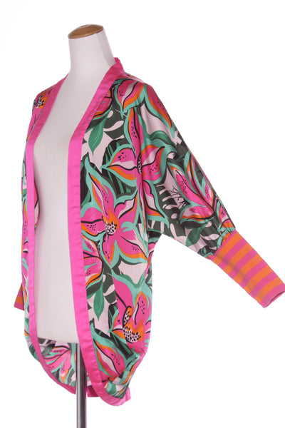 CHARLO - Tropical print rib cuff kimono cardi! 8-12