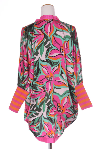 CHARLO - Tropical print rib cuff kimono cardi! 8-12