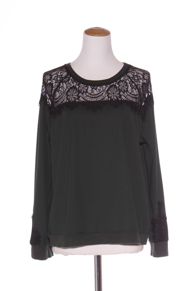 ET ALIA - Lace detail long sleeve top - Bottle green! 16