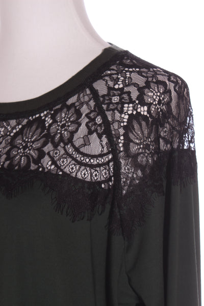 ET ALIA - Lace detail long sleeve top - Bottle green! 16