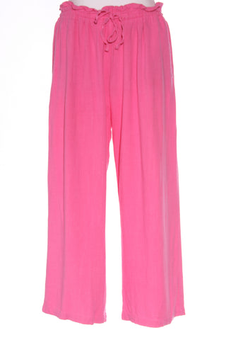 ADDISON - Pink wide leg linen blend crop pant! 14
