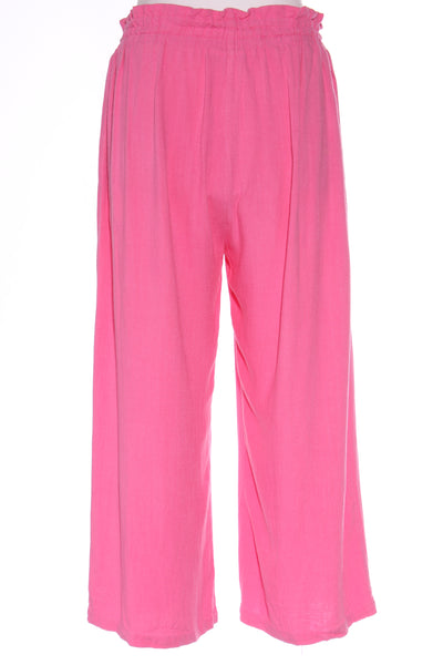 ADDISON - Pink wide leg linen blend crop pant! 14
