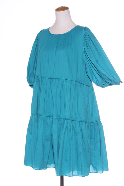 CHARLO (LN) "Brittany" cotton tiered dress - Turquoise! 16