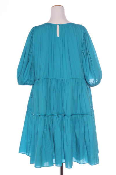CHARLO (LN) "Brittany" cotton tiered dress - Turquoise! 16