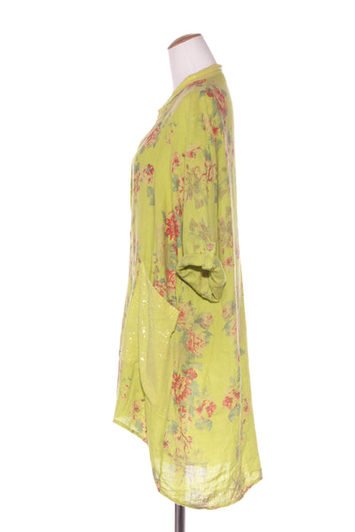 HELGA MAY (ITA) Green floral linen tunic/jacket! 14-16