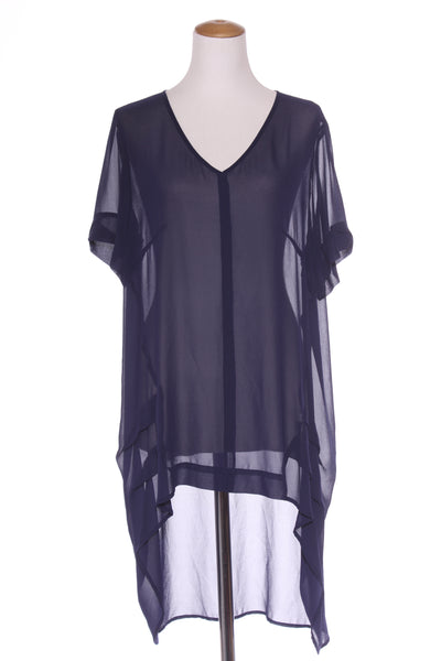 OBI (NZ) Navy pintuck pleat chiffon tunic! 18