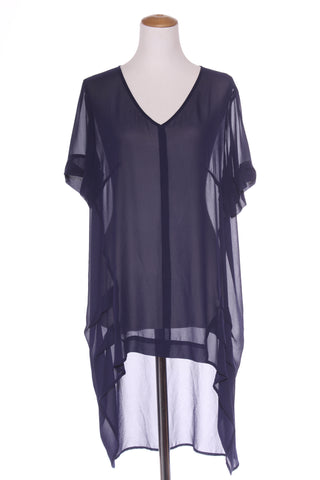 OBI (NZ) Navy pintuck pleat chiffon tunic! 18