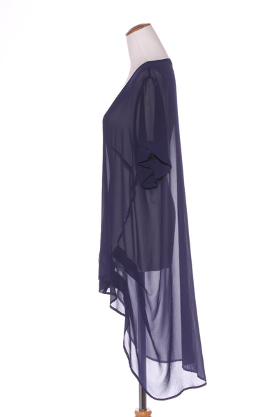 OBI (NZ) Navy pintuck pleat chiffon tunic! 18