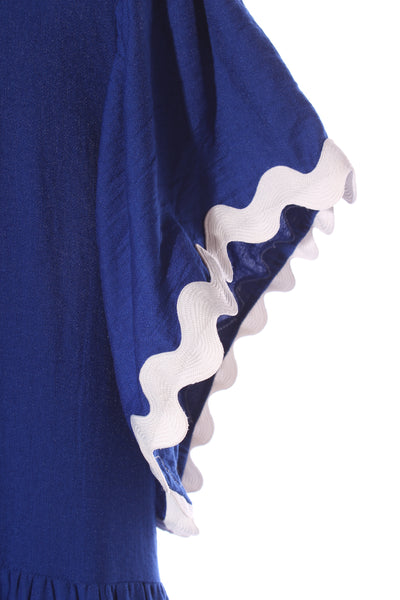 GLAM - Wavy ribbon trim tiered midi dress - Royal blue! 14