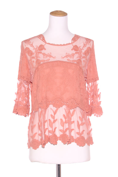 EMERGE - Terracotta embroidered lace top! 14