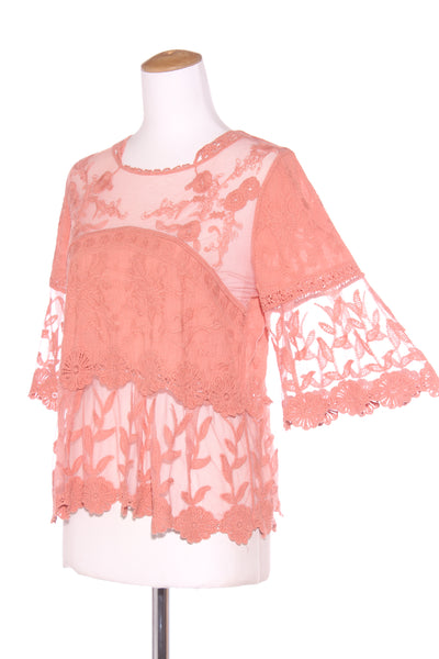 EMERGE - Terracotta embroidered lace top! 14