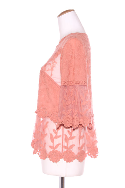 EMERGE - Terracotta embroidered lace top! 14