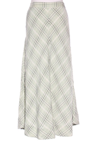 POL - Linen blend A line green plaid skirt! 14