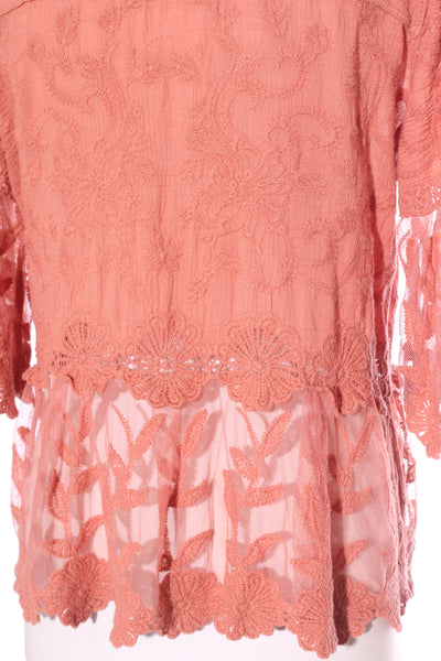 EMERGE - Terracotta embroidered lace top! 14