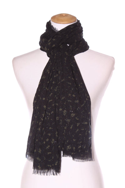 Embellished green/black print scarf!