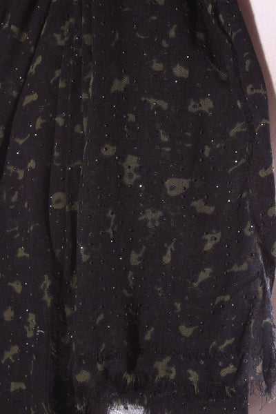 Embellished green/black print scarf!