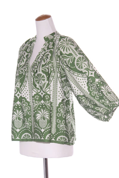 WHISTLE (LN) Billow sleeve green print top! 12