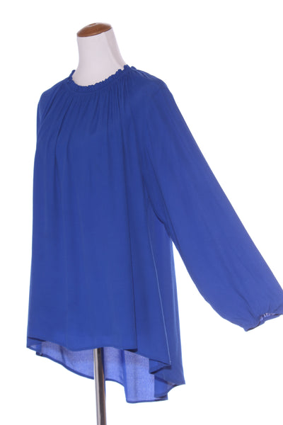 BOHO (LN) Ruffle collar hi low cobalt top! 14-16