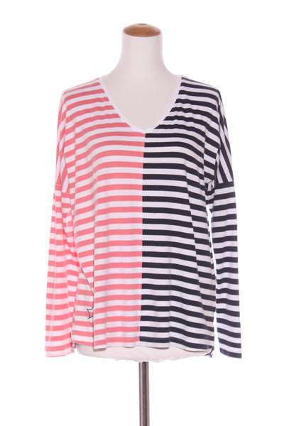 ELM - Pink + navy stripe cotton L/S tee! 10-12