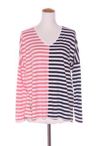 ELM - Pink + navy stripe cotton L/S tee! 10-12