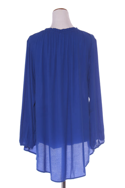 BOHO (LN) Ruffle collar hi low cobalt top! 14-16