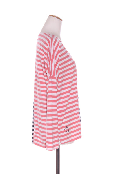 ELM - Pink + navy stripe cotton L/S tee! 10-12