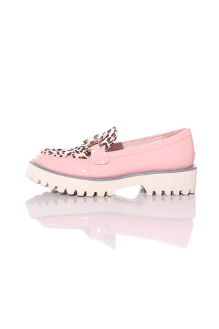 ANDREA BIANI - Pink + leopard platform loafer! 36