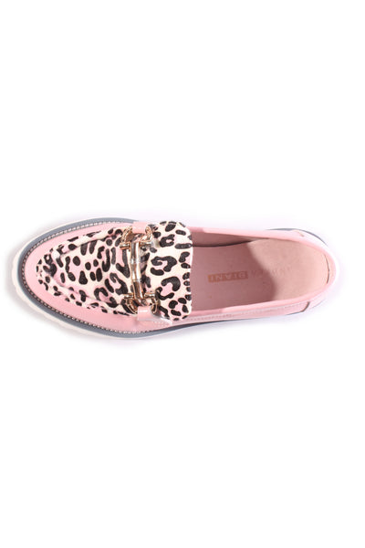 ANDREA BIANI - Pink + leopard platform loafer! 36