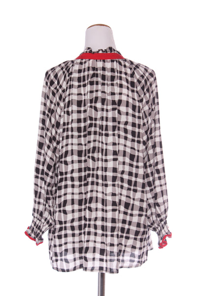 BOHO (LN) Red trim button up top - Check! 12-14