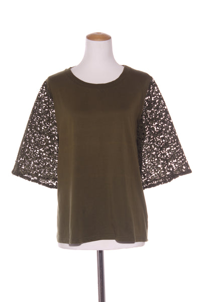 PRETTY BASIC - Khaki lace sleeve top! 14
